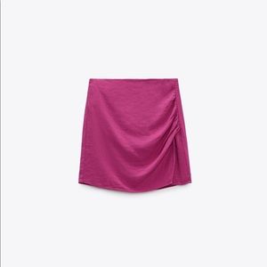 Zara Linen Ruched Mini Skirt